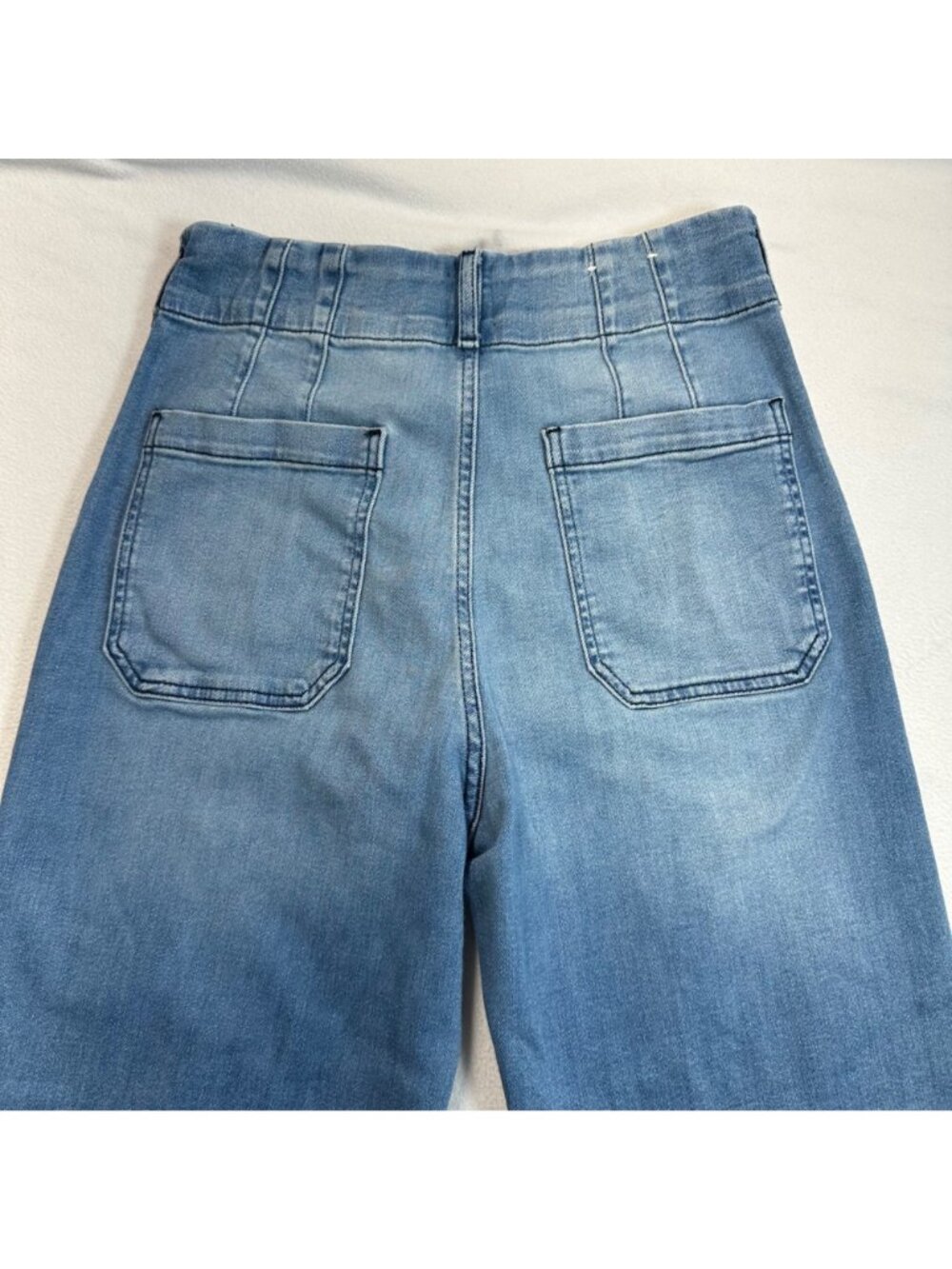 Maeve Anthropologie The Colette High Rise Wide Leg Denim Jeans Sz 30x29 Stretch - Picture 12 of 13